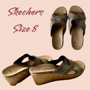 Skechers Multicolor Wedge Sandals with Braided Design